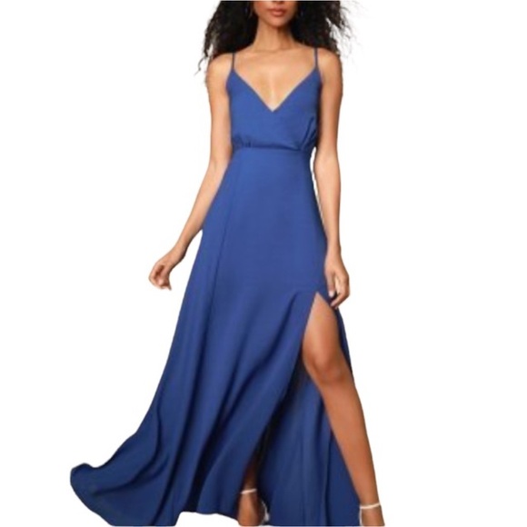 Lulus Evening of Splendor Royal Blue Surplice Dress - Picture 5 of 5
